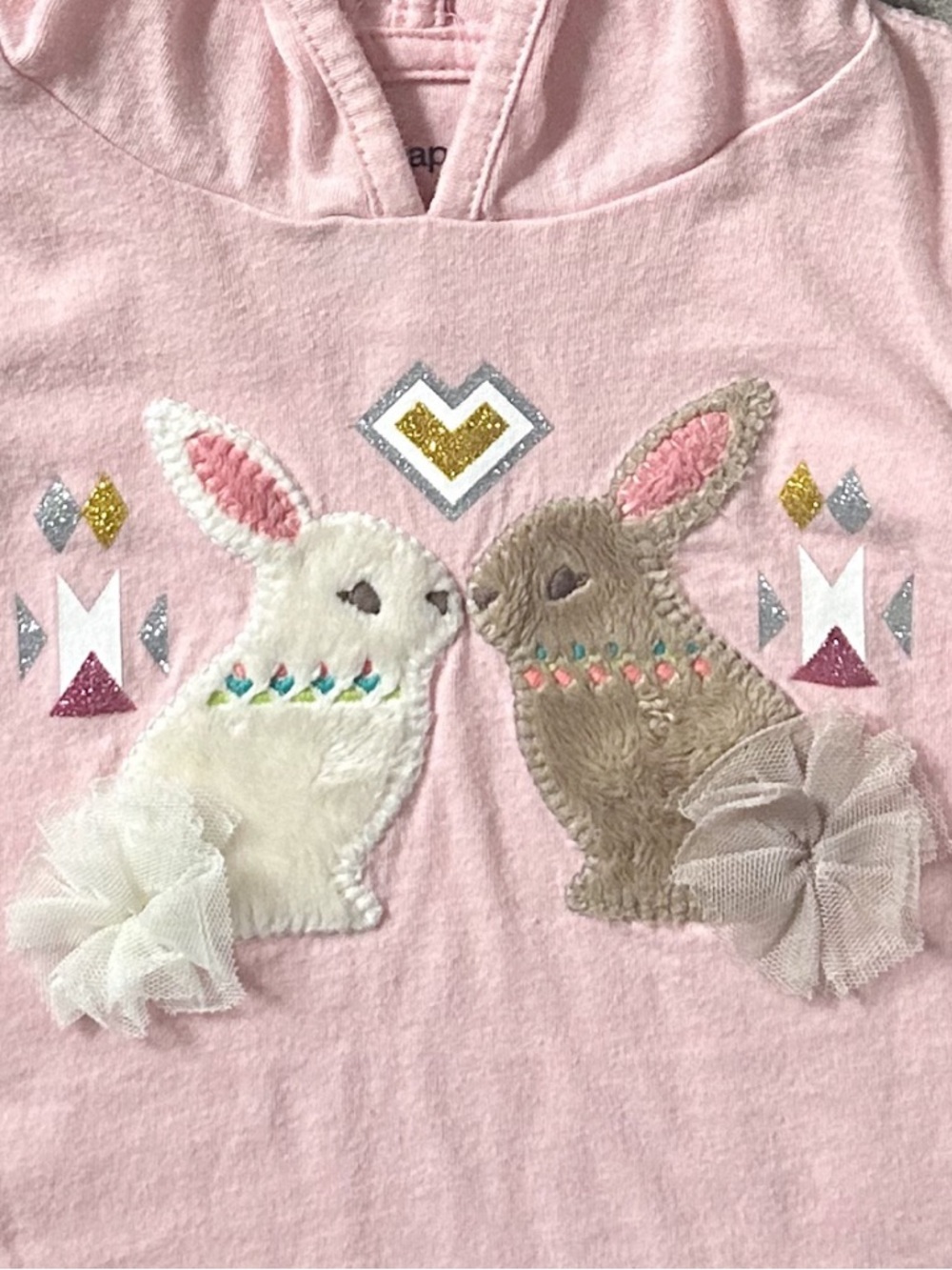 GAP Fuxzy Bunny Hooded Tee Size 12-18 months